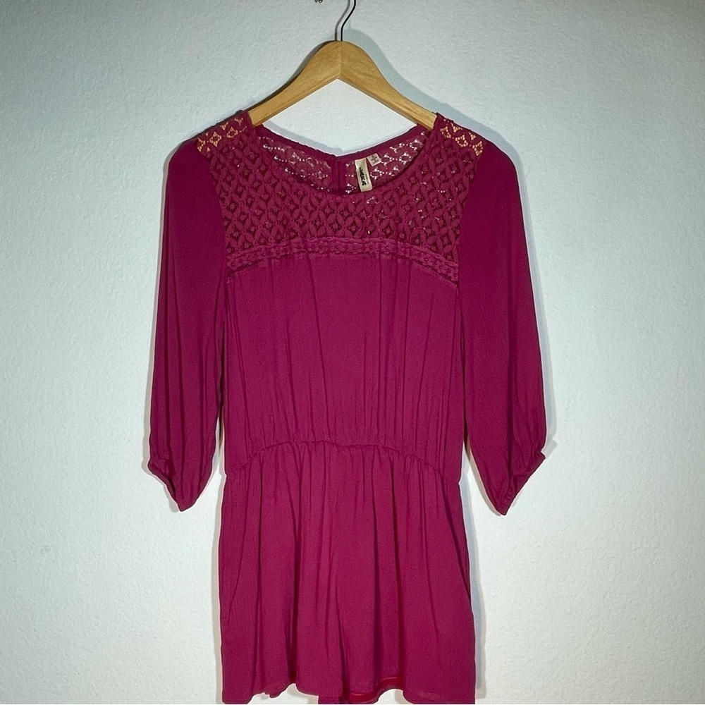 New Boutique Lara Romper Berry Mauve Rose crochet One Piece S